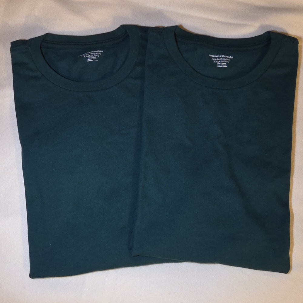 Amazon Essentials Men's Short Sleeve Crew Neck T-Shirt in Dark Green (2 Pk) 💚🩵